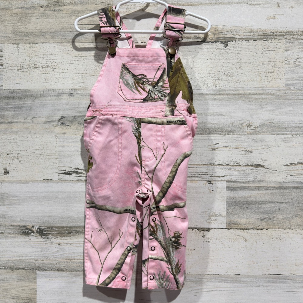 Bass Pro Shops Overalls Girls 12M Pink Realtree Camo Outdoors *Flawed